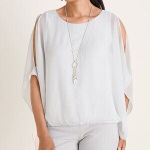 NWT Chico's Bubble Hem blouse - Mineral Gray
